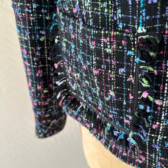 KORET | Womens Colorful Fringe Pocket Tweed Confetti Ribbon Blazer 10 Grannycore - Picture 8 of 10